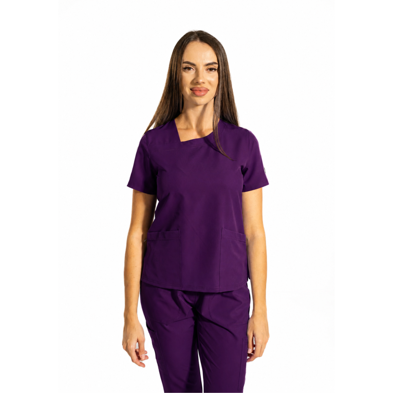 Dynamic Shift women’s medical blouse with asymmetrical neckline
