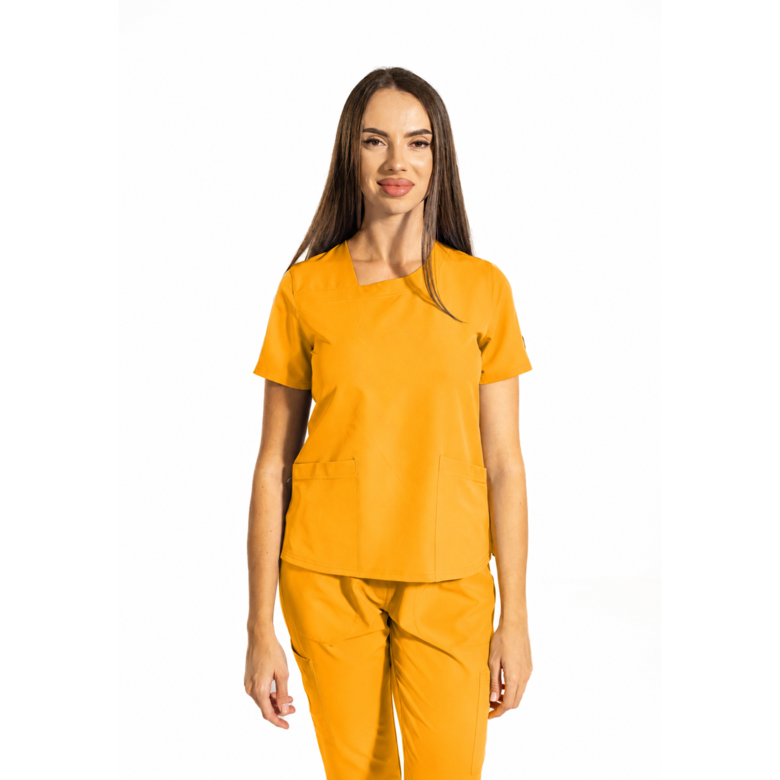 Dynamic Shift women’s medical blouse with asymmetrical neckline