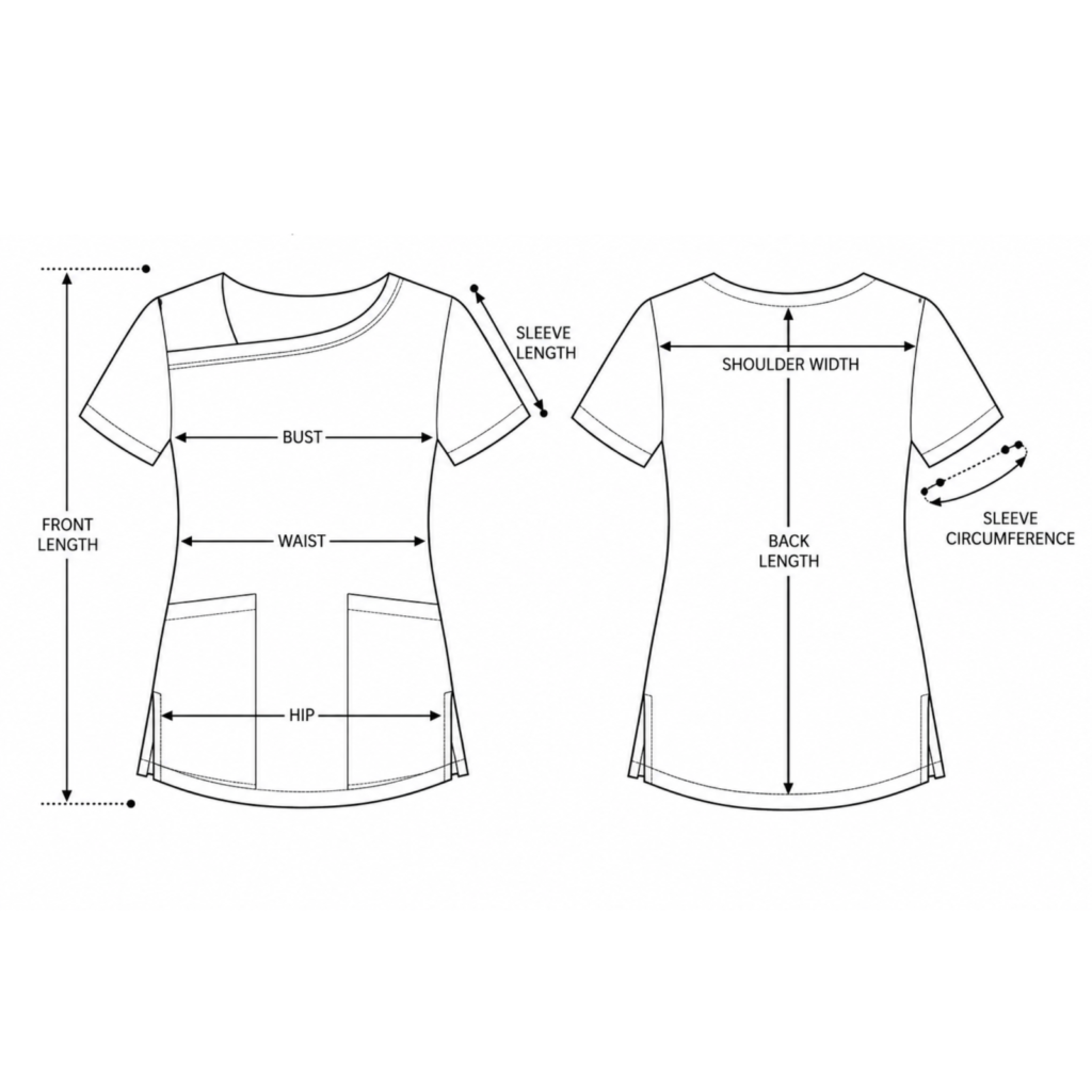 Dynamic Shift women’s medical blouse with asymmetrical neckline
