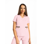 Zip-Glam women’s medical blouse with V-neckline