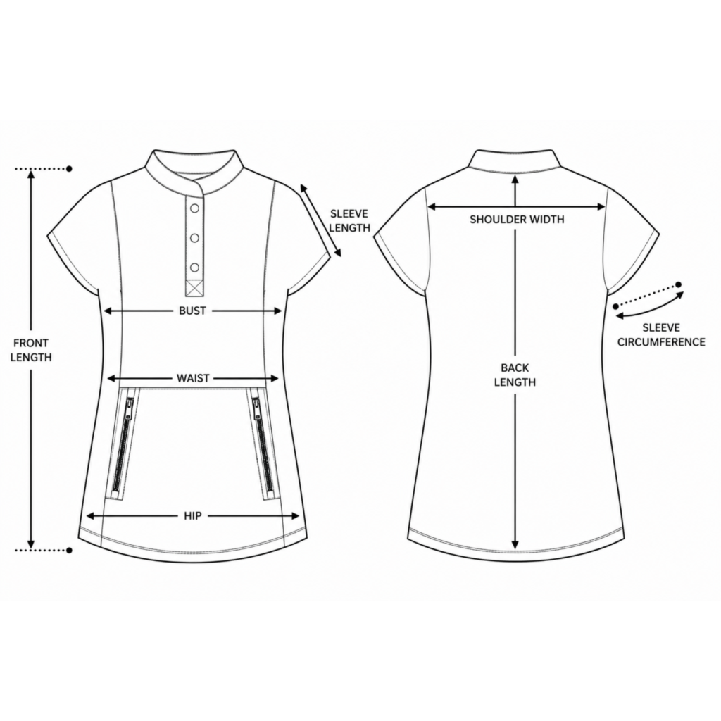 Urban Tech women’s medical blouse with mandarin collar and kangaroo pocket