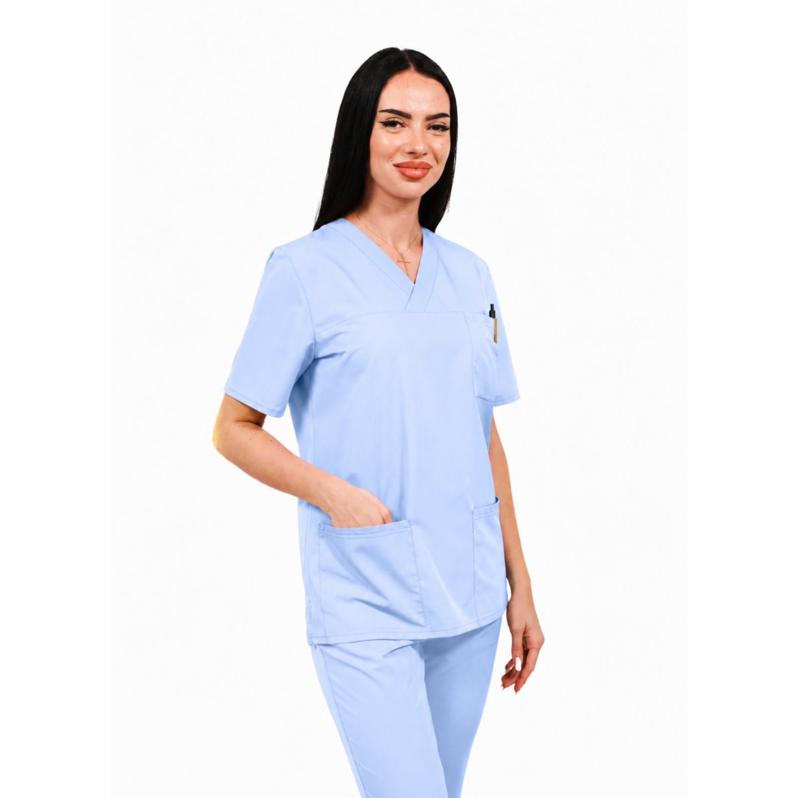 Smart Classic women’s medical blouse with wrap neckline