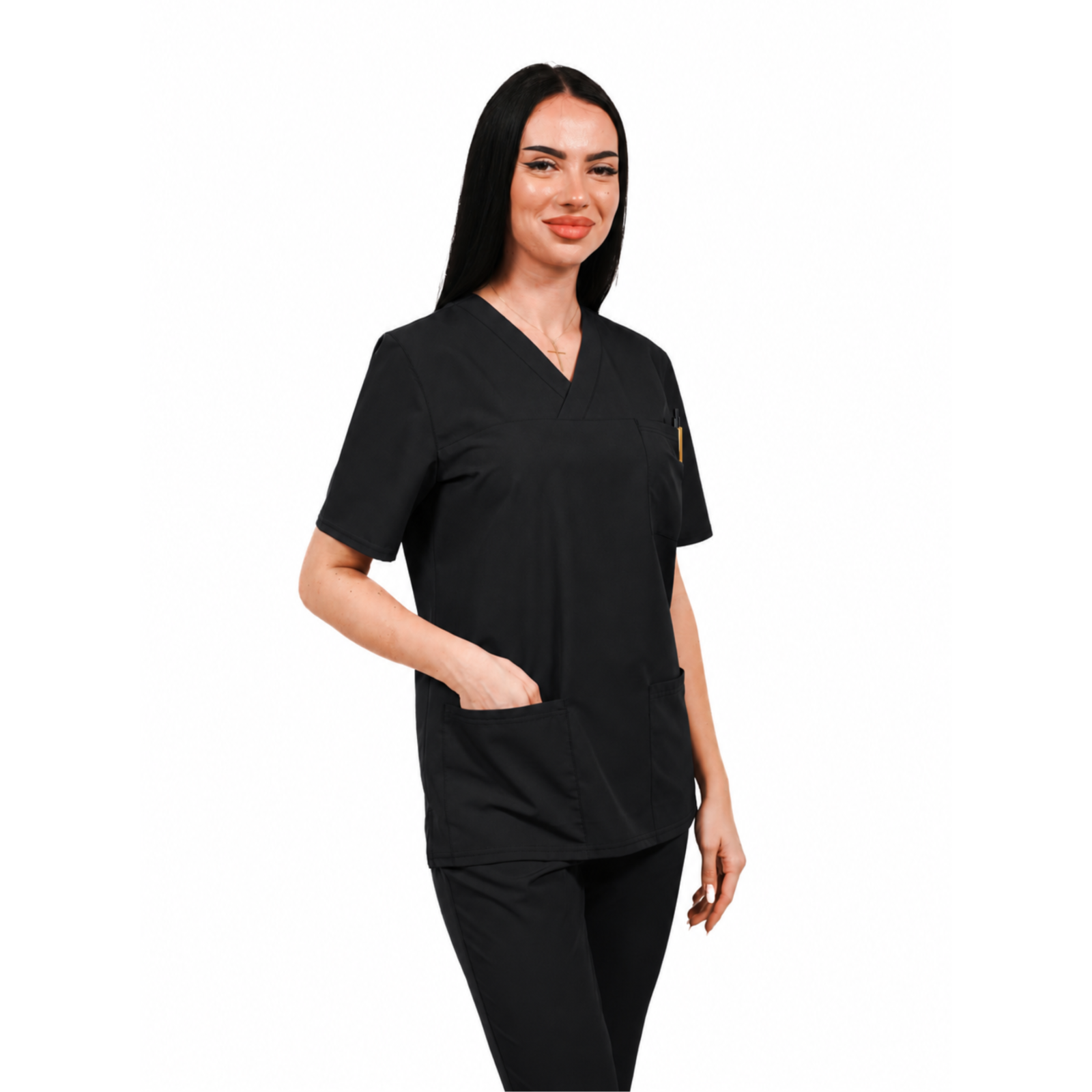 Smart Classic women’s medical blouse with wrap neckline