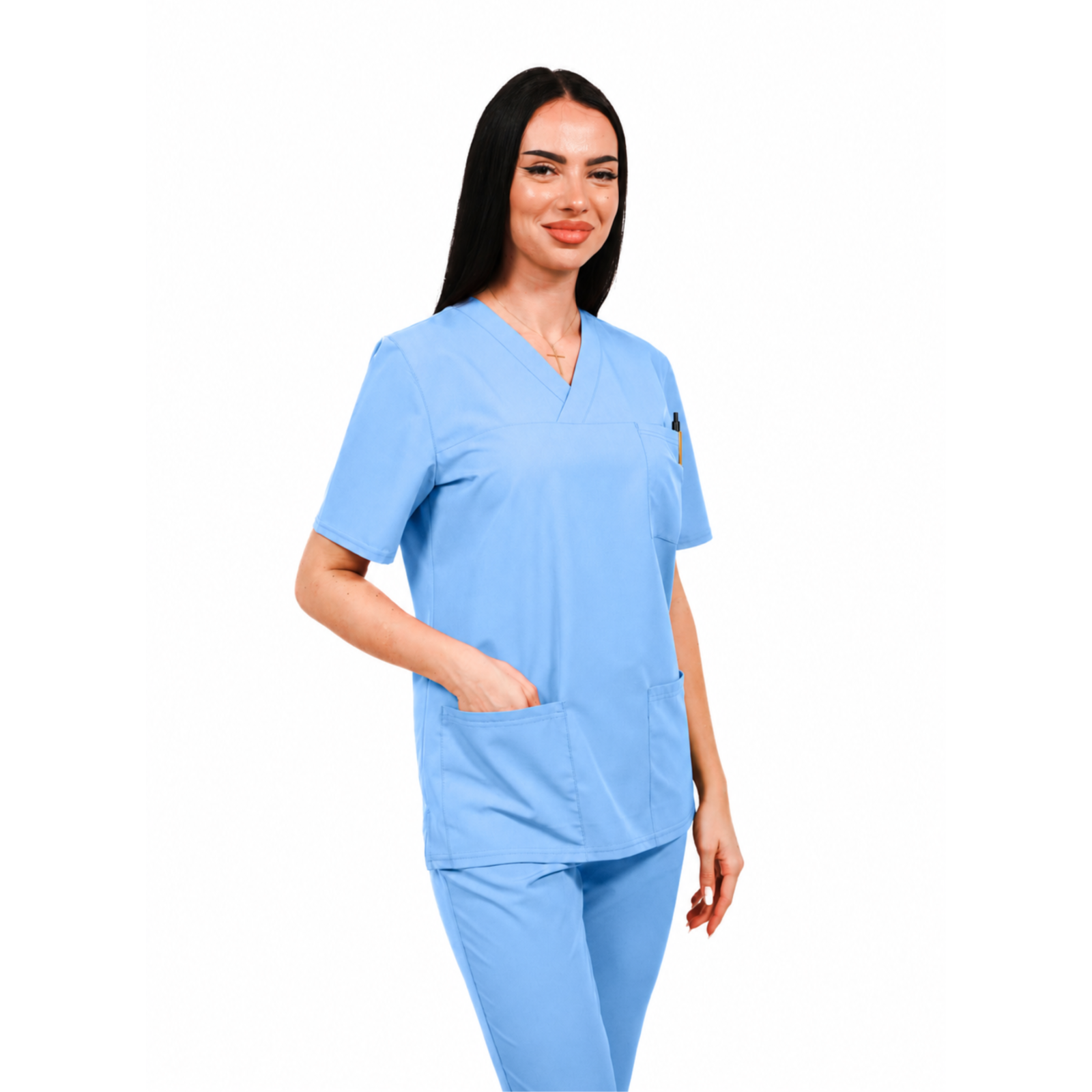 Smart Classic women’s medical blouse with wrap neckline