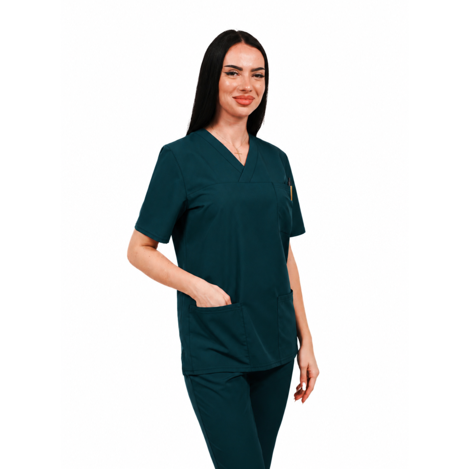 Smart Classic women’s medical blouse with wrap neckline