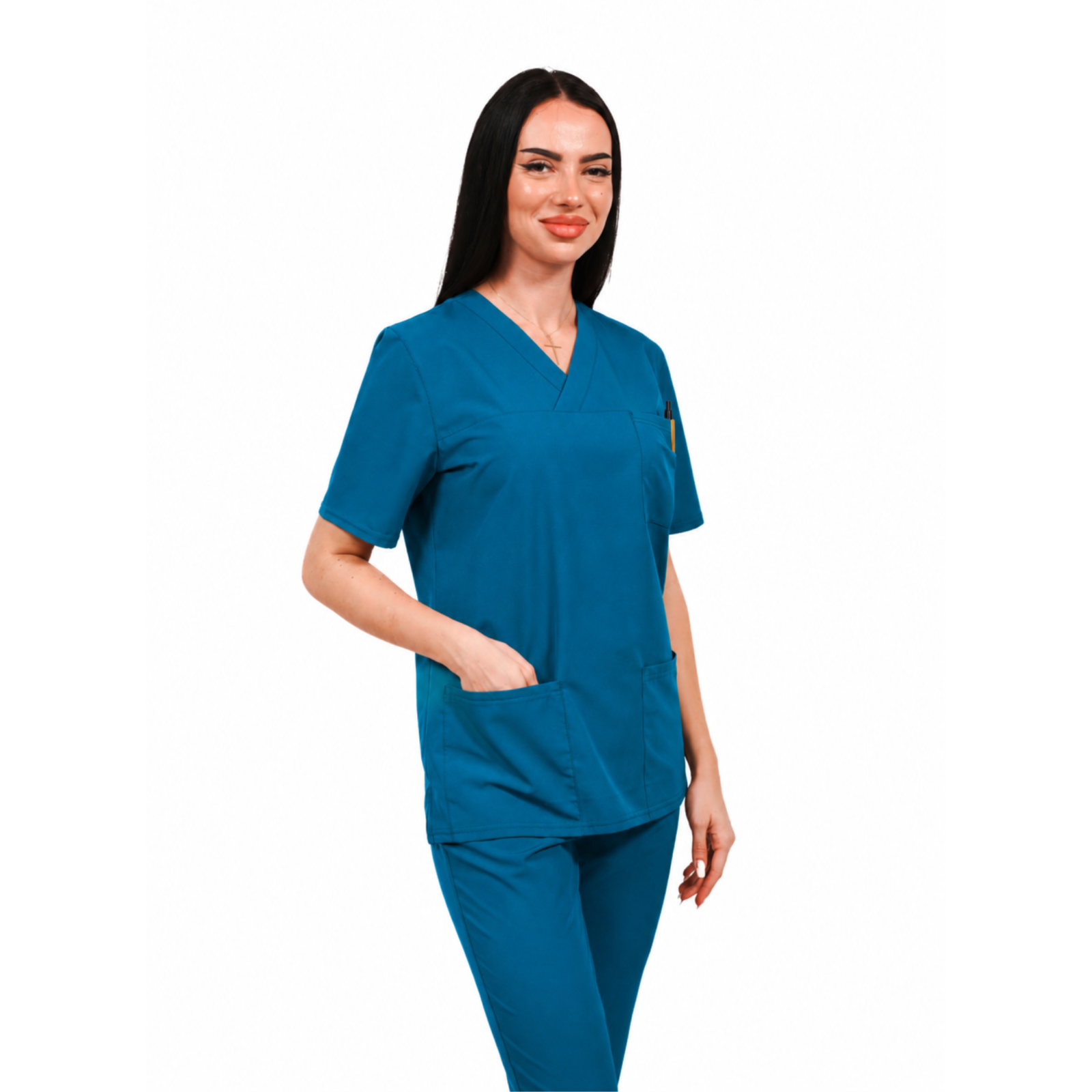 Smart Classic women’s medical blouse with wrap neckline