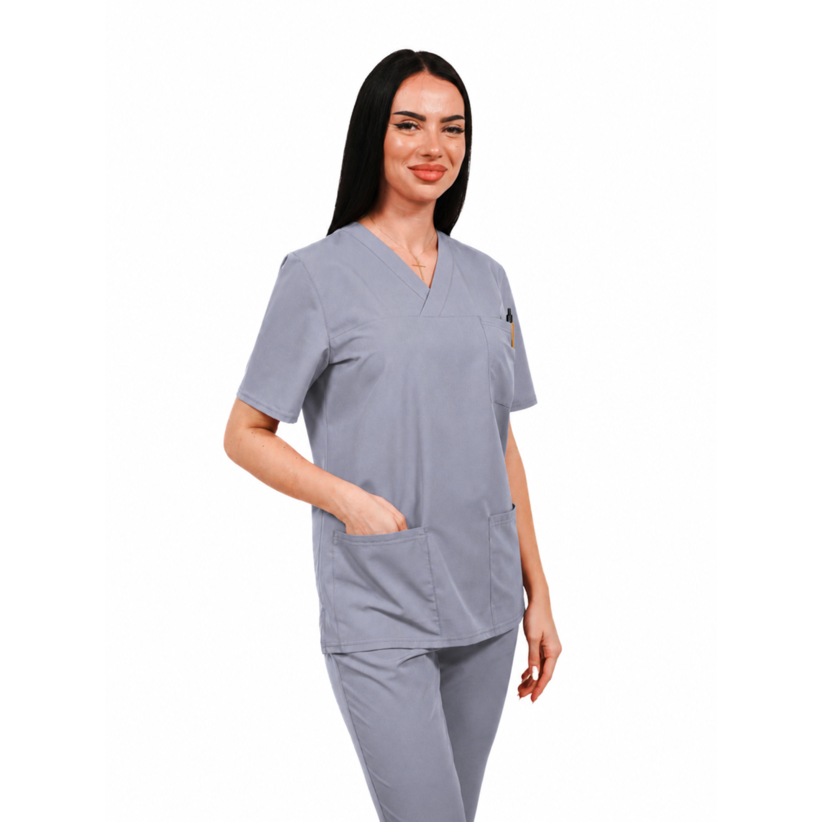 Smart Classic women’s medical blouse with wrap neckline