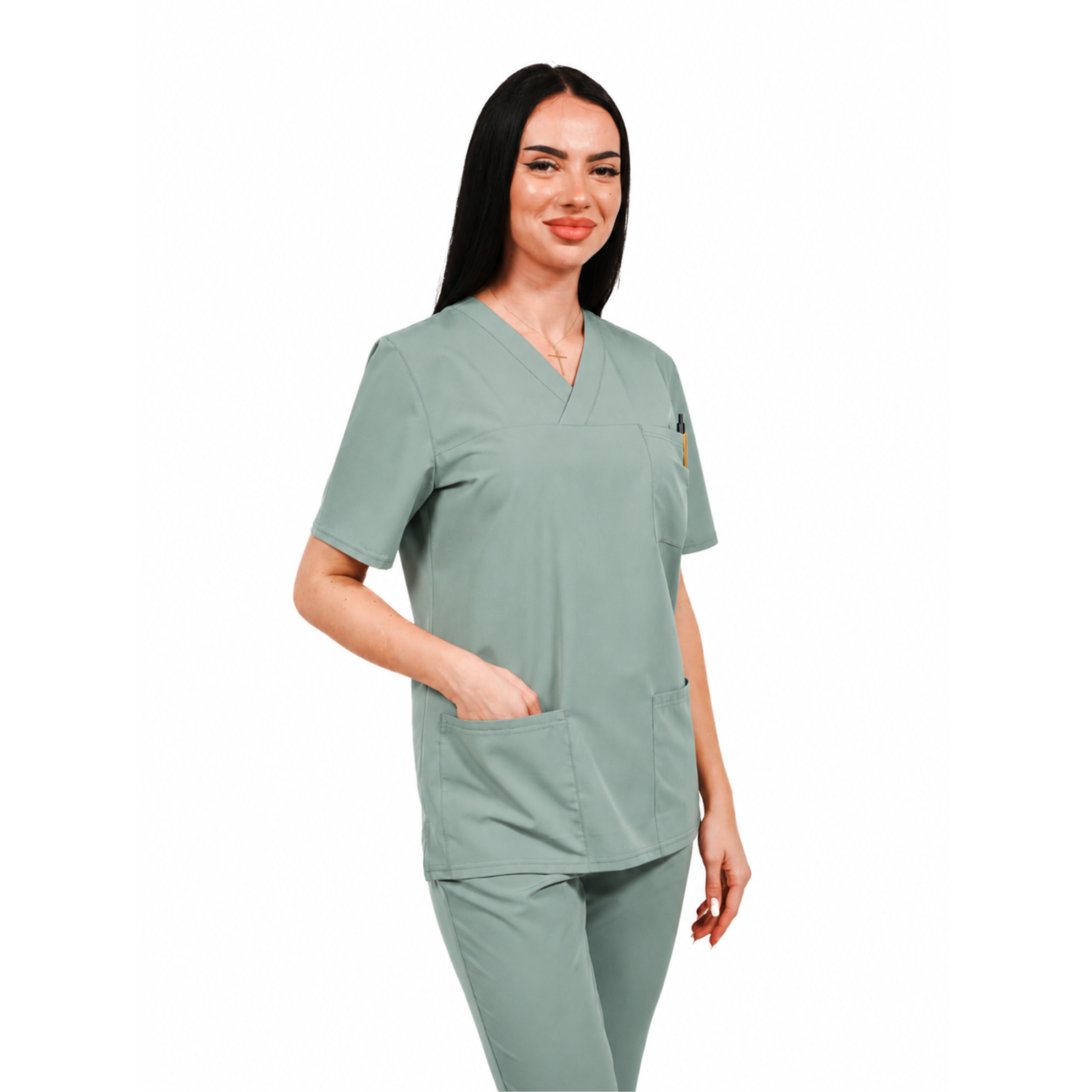 Smart Classic women’s medical blouse with wrap neckline