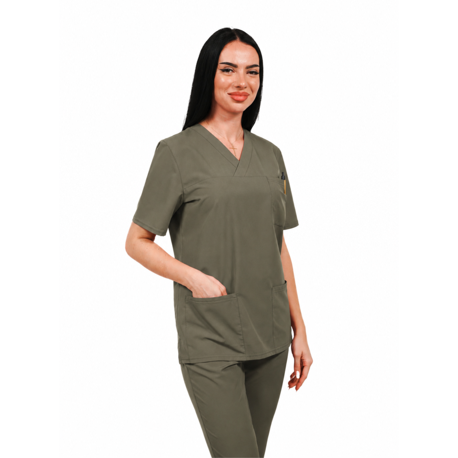 Smart Classic women’s medical blouse with wrap neckline