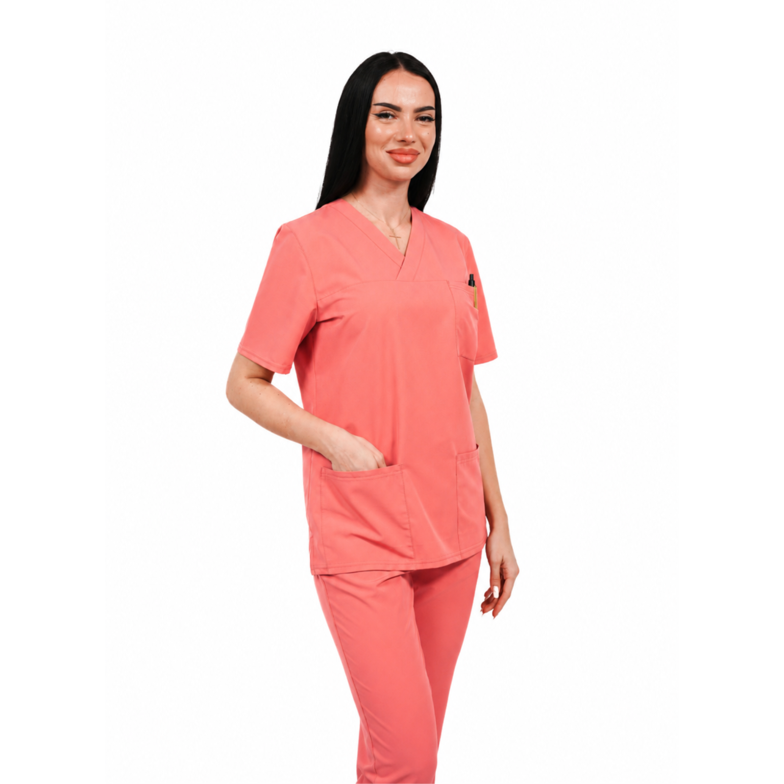 Smart Classic women’s medical blouse with wrap neckline