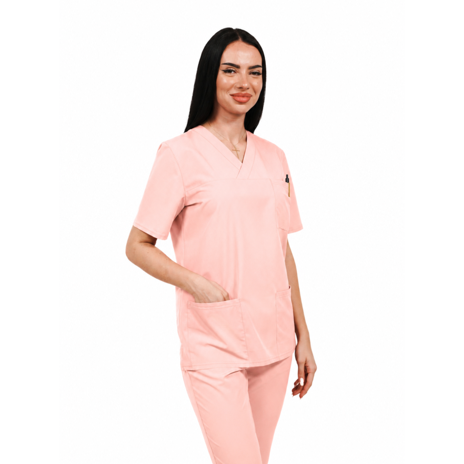 Smart Classic women’s medical blouse with wrap neckline