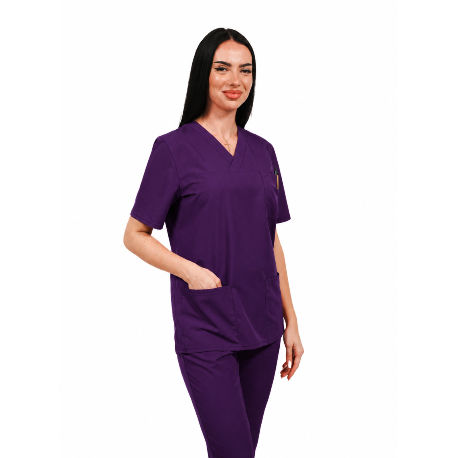 Smart Classic women’s medical blouse with wrap neckline