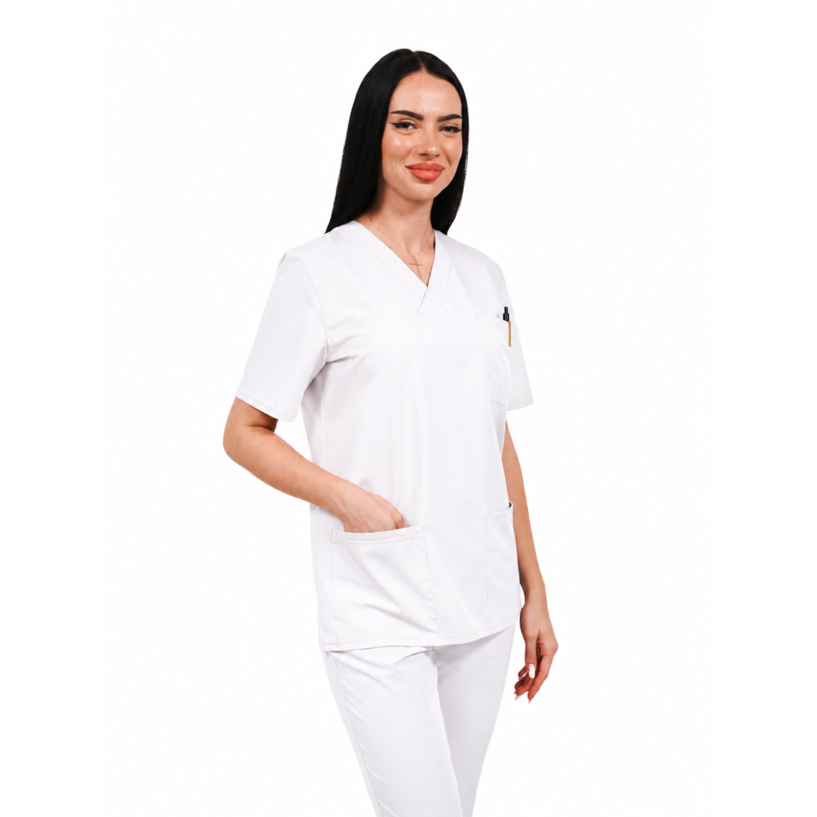 Smart Classic women’s medical blouse with wrap neckline