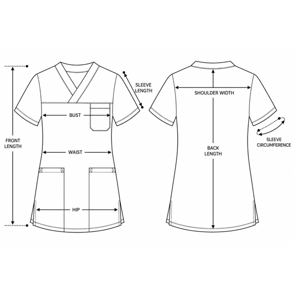 Smart Classic women’s medical blouse with wrap neckline